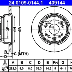 ATE 24.0109-0144.1 - Bremsscheibe Geprüft