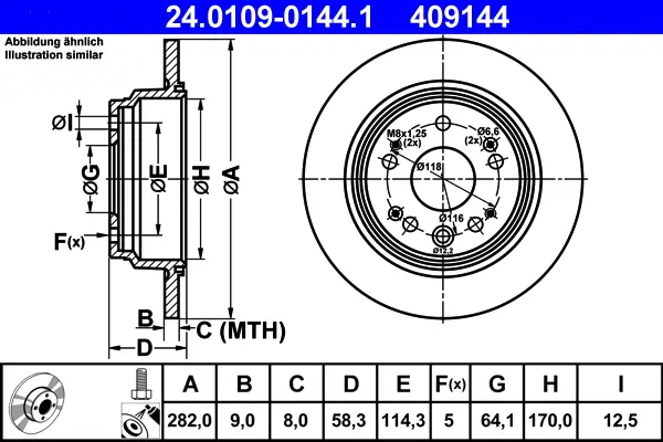 ATE 24.0109-0144.1 - Bremsscheibe Geprüft