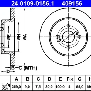 ATE 24.0109-0156.1 - Bremsscheibe Kracherpreis