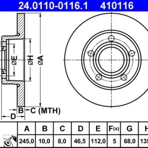 Expressversand ATE 24.0110-0116.1 - Bremsscheibe