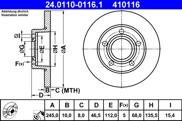 Expressversand ATE 24.0110-0116.1 - Bremsscheibe