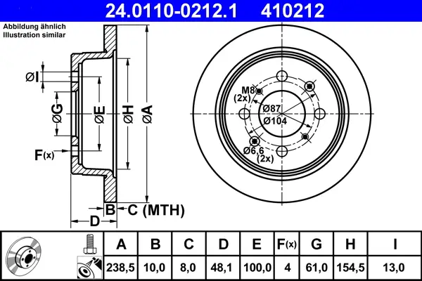 Markenprodukt ATE 24.0110-0212.1 - Bremsscheibe