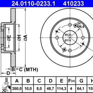 Neue Kollektion ATE 24.0110-0233.1 - Bremsscheibe