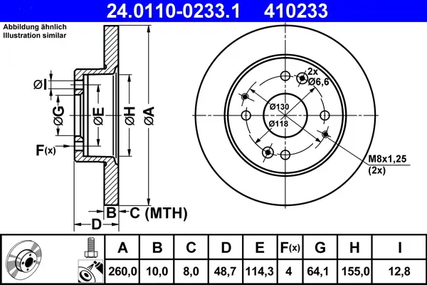 Neue Kollektion ATE 24.0110-0233.1 - Bremsscheibe