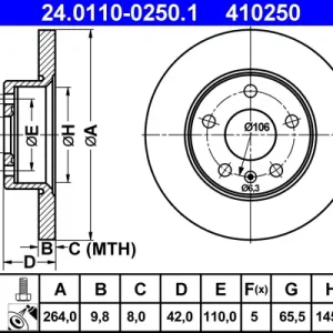 Neu ATE 24.0110-0250.1 - Bremsscheibe