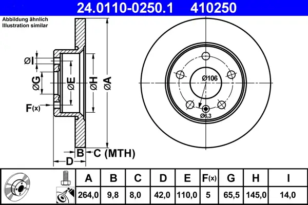 Neu ATE 24.0110-0250.1 - Bremsscheibe