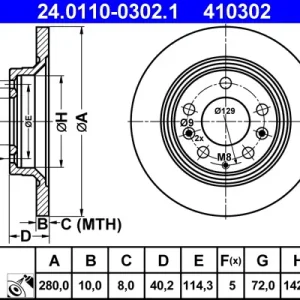 ATE 24.0110-0302.1 - Bremsscheibe Preiswert