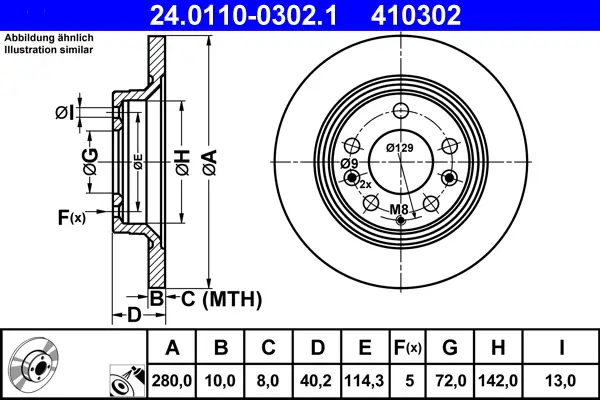 ATE 24.0110-0302.1 - Bremsscheibe Preiswert
