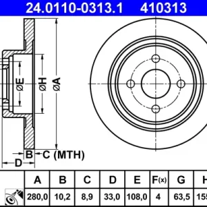 ATE 24.0110-0313.1 - Bremsscheibe Preis Gesenkt