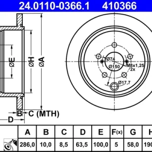 ATE 24.0110-0366.1 - Bremsscheibe Neue Ware