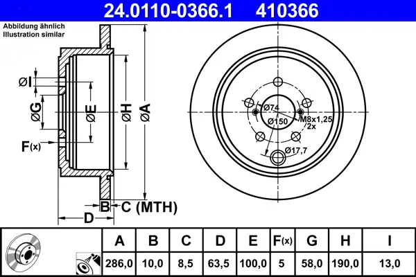 ATE 24.0110-0366.1 - Bremsscheibe Neue Ware