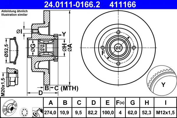 Meistverkauft ATE 24.0111-0166.2 - Bremsscheibe