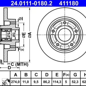 ATE 24.0111-0180.2 - Bremsscheibe Highlight