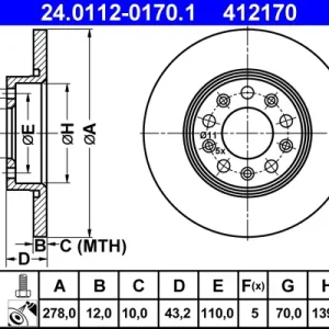Sonderangebot ATE 24.0112-0170.1 - Bremsscheibe