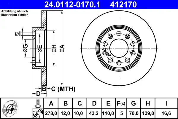 Sonderangebot ATE 24.0112-0170.1 - Bremsscheibe