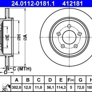 ATE 24.0112-0181.1 - Bremsscheibe Expressversand