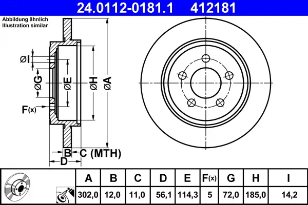 ATE 24.0112-0181.1 - Bremsscheibe Expressversand