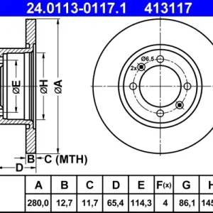 ATE 24.0113-0117.1 - Bremsscheibe Top-Seller