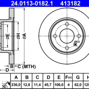 ATE 24.0113-0182.1 - Bremsscheibe Mega-Angebot