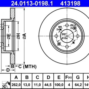 ATE 24.0113-0198.1 - Bremsscheibe Schnäppchen