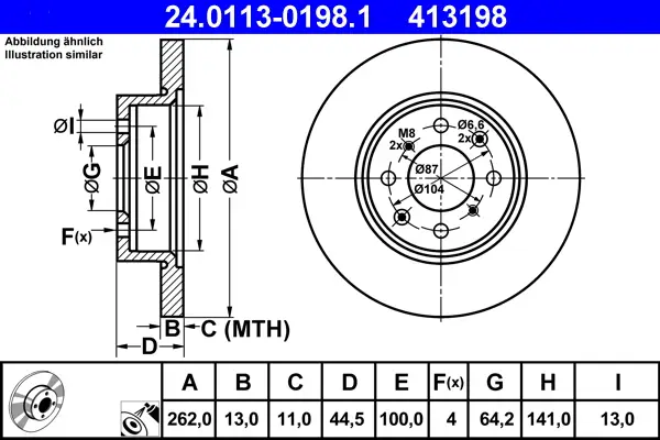 ATE 24.0113-0198.1 - Bremsscheibe Schnäppchen