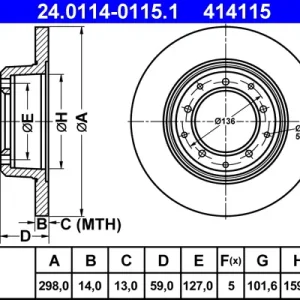 Top-Angebot ATE 24.0114-0115.1 - Bremsscheibe