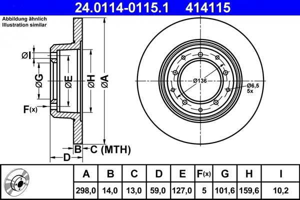 Top-Angebot ATE 24.0114-0115.1 - Bremsscheibe