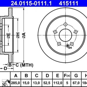 ATE 24.0115-0111.1 - Bremsscheibe Super-Preis
