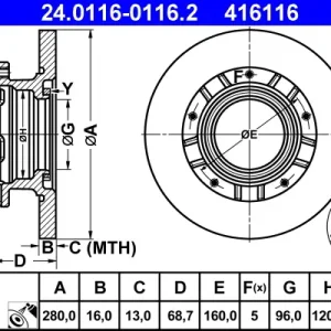 ATE 24.0116-0116.2 - Bremsscheibe Neuheit