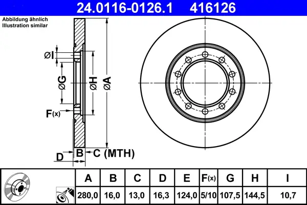 ATE 24.0116-0126.1 - Bremsscheibe Top-Preis
