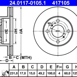 Schneller Versand ATE 24.0117-0105.1 - Bremsscheibe