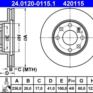 Heißes Angebot ATE 24.0120-0115.1 - Bremsscheibe