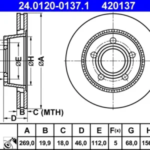 ATE 24.0120-0137.1 - Bremsscheibe Sale