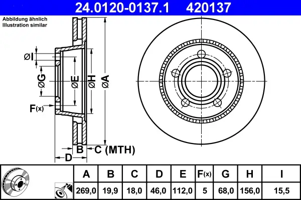 ATE 24.0120-0137.1 - Bremsscheibe Sale