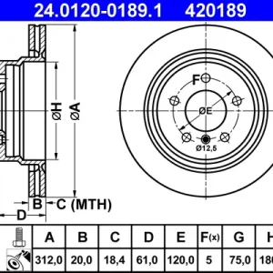 ATE 24.0120-0189.1 - Bremsscheibe Preis Gesenkt