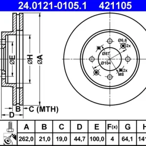 Schneller Versand ATE 24.0121-0105.1 - Bremsscheibe