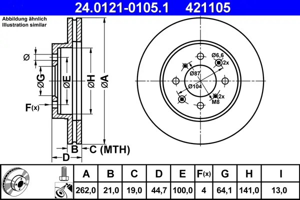 Schneller Versand ATE 24.0121-0105.1 - Bremsscheibe