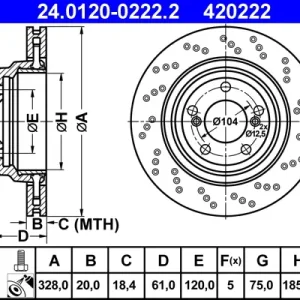 Neu ATE 24.0120-0222.2 - Bremsscheibe