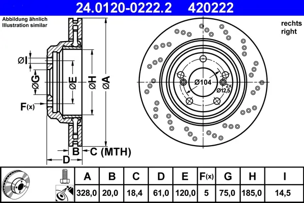 Neu ATE 24.0120-0222.2 - Bremsscheibe