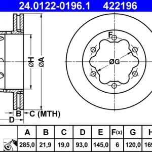 ATE 24.0122-0196.1 - Bremsscheibe Abverkauf