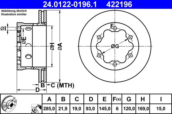 ATE 24.0122-0196.1 - Bremsscheibe Abverkauf