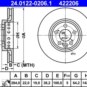 ATE 24.0122-0206.1 - Bremsscheibe Neu