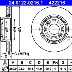 ATE 24.0122-0216.1 - Bremsscheibe Sofort Bestellen