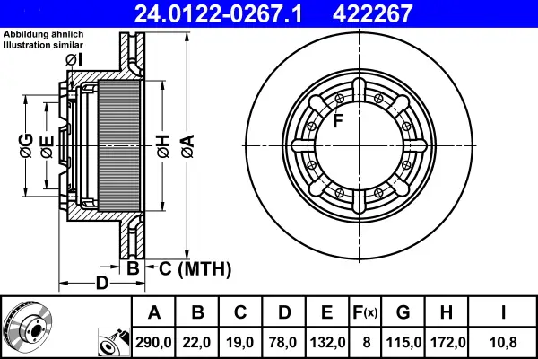 Neue Ware ATE 24.0122-0267.1 - Bremsscheibe