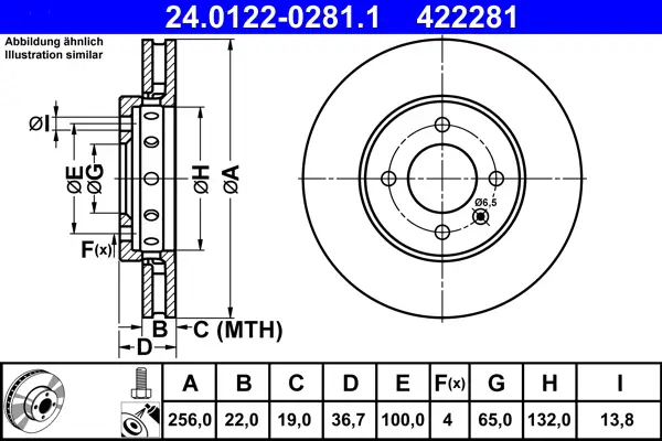 ATE 24.0122-0281.1 - Bremsscheibe Preisknaller
