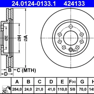 Top-Seller ATE 24.0124-0133.1 - Bremsscheibe
