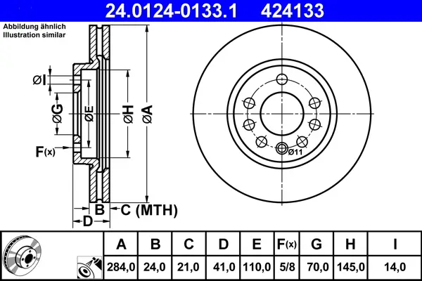 Top-Seller ATE 24.0124-0133.1 - Bremsscheibe