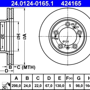 ATE 24.0124-0165.1 - Bremsscheibe Beliebt