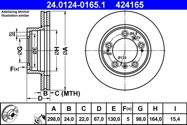 ATE 24.0124-0165.1 - Bremsscheibe Beliebt