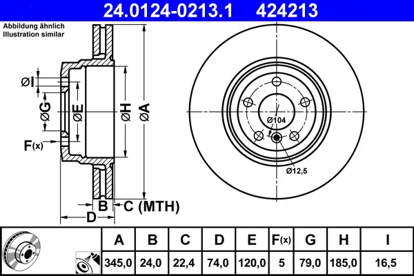 ATE 24.0124-0213.1 - Bremsscheibe Aktuell